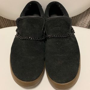 Supra suede slip-ons with chain